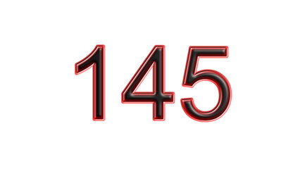red 145 number 3d effect white background