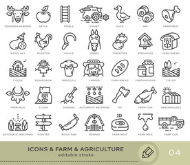 Set of conceptual icons. Vector icons in flat linear style for web sites, applications and other graphic resources. Set from the series - Farm and Agriculture. Editable stroke icon.