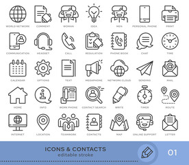 Set of conceptual icons. Vector icons in flat linear style for web sites, applications and other graphic resources. Set from the series - Contacts. Editable stroke icon.