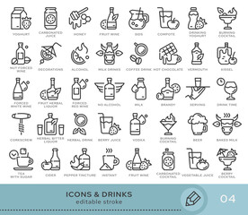 Set of conceptual icons. Vector icons in flat linear style for web sites, applications and other graphic resources. Set from the series - Drinks. Editable stroke icon.