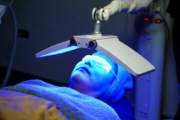 PDT photo dynamic treatment., Blue light helps treat acne inflammation. Kill bacteria, reduce rashes