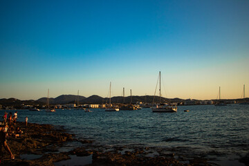 sunset at the harbor from ibiza