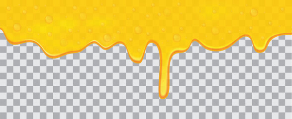 Realistic honey spreading and dripping drops in vector format