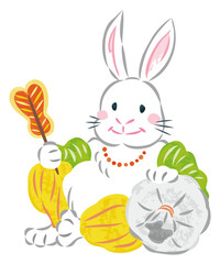 うさぎ　七福神　布袋尊　イラスト