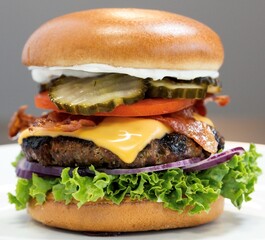 hamburger on a plate