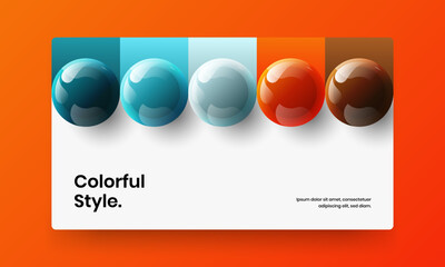 Minimalistic 3D spheres site layout. Isolated placard vector design template.