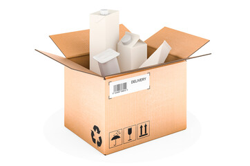 Parcel with package products, 3D rendering