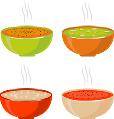 Various ceramic bowl of soup