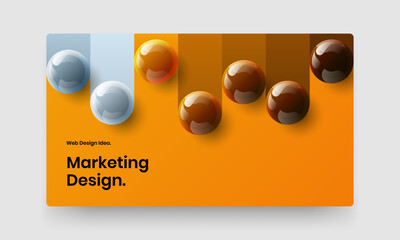Multicolored landing page design vector layout. Amazing 3D spheres annual report concept.