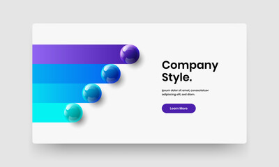 Simple company cover design vector concept. Multicolored realistic balls site illustration.