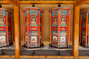 Prayer wheels at Labrang Temple, Xiahe, Gannan, Gansu, China