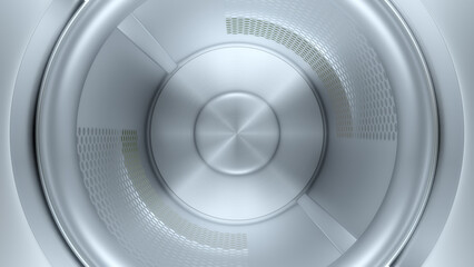 Inside the front load washing machine drum, 3d rendering