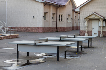 outdoor table tennis table in the park.