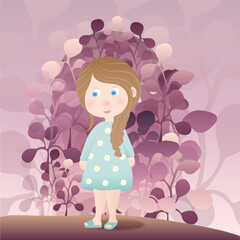 Little girl in a magic forest