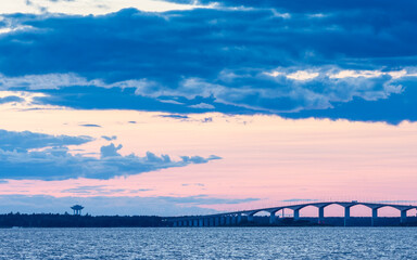sunset over the river