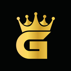 initial logo letter G with crown vector symbol illustration design.