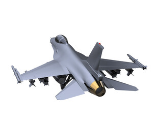Jet fighter on transparent background. 3d rendering - illustration