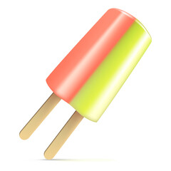 Twin Ice cream with different flavors, cold fruit ice coolness in hot summer