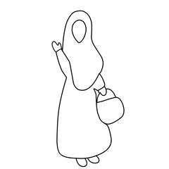 Faceless hijab woman doodle