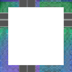 Abstract transparent glitch art border element.