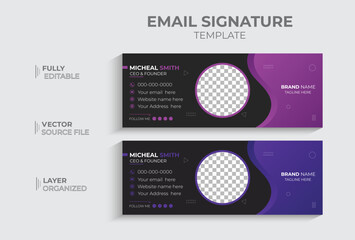 Professional email signature business design template, creative  web social media cover simple and elegant, corporate webmail vector, horizontal e-footer
