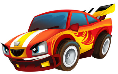 Fototapeta na wymiar cartoon cool looking sports car isolated illustration for children