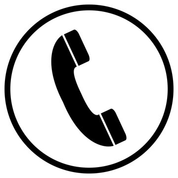 Telefon Icon schwarz als Zeichen f&uuml;r Hotline oder Kontakt