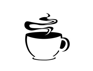 Cup of coffee or tea icon.  Morning cup of coffee with rising steam a vector an illustration. Coffee sign