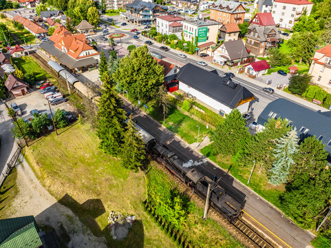 Rabka-Zdr&oacute;j panoramy miasta wiosną