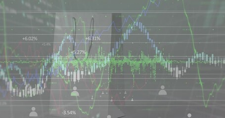 Animation of financial data and graphs over paper shopping bag - Powered by Adobe