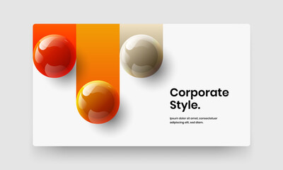 Clean flyer vector design layout. Abstract 3D spheres booklet illustration.