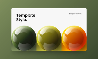 Minimalistic presentation design vector illustration. Isolated 3D balls placard layout.