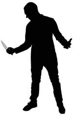 Horror Silhouette of Man with Knife