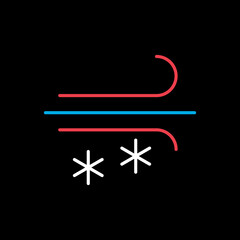Wind snow snowstorm vector icon. Weather sign