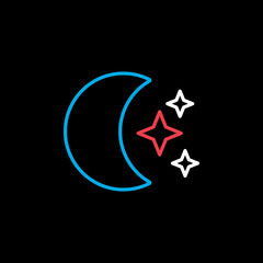 Moon and star vector icon. Weather sign