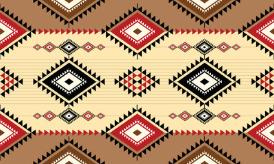 Ethnic geometric abstract seamless pattern design. Native American Navajo Aztec pattern vector elements designed for background, wallpaper, print, wrapping, tile. vector illustration. Embroidery style