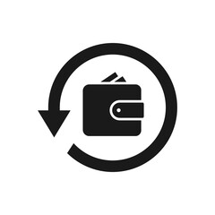 Obraz premium Wallet in circular arrow. Reload payment icon concept isolated on white background. Vector illustration