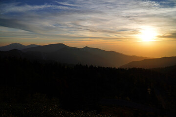 横手山ドライブインから眺めた夕景