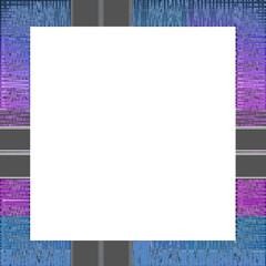 Abstract transparent glitch art border element.