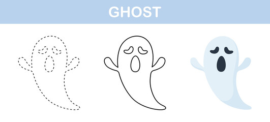 Ghost tracing and coloring worksheet for kids