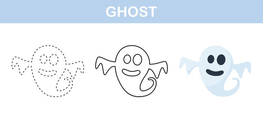 Ghost tracing and coloring worksheet for kids