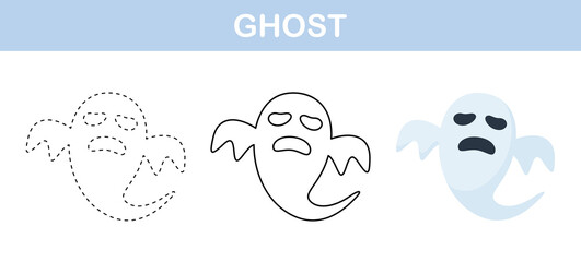 Ghost tracing and coloring worksheet for kids