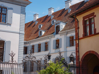 Fototapeta premium Buildings in the city centre of Basel , Switzerland. Walk through old town, one of best preserved and most beautiful cities in Europe