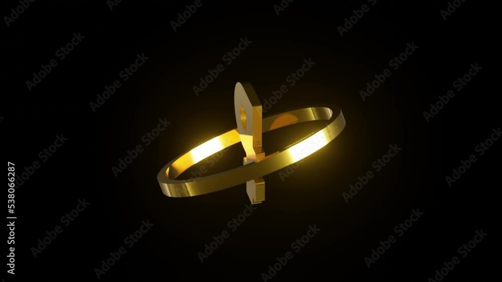 Aufkleber 3d render golden symbol of russian currency ruble on a dark background. dynamic business motion grap