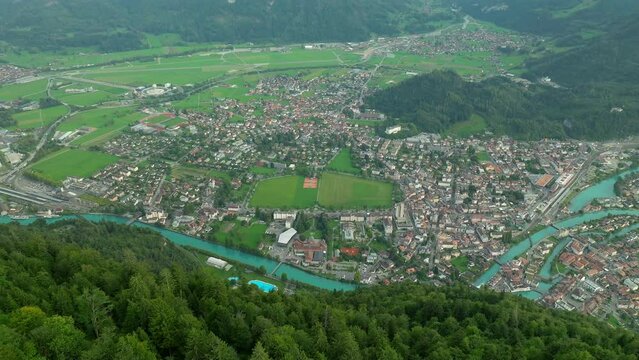 Aerial view over Interlaken Switzerland