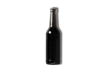 Black glass bottle with cap mockup isolated on white background. 3d rendering.