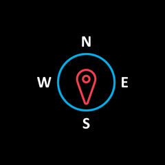 Compass wind rose vector icon. Direction south