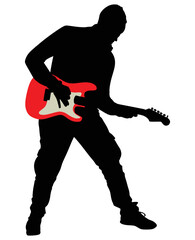 Young guitarist plays on the electric guitar