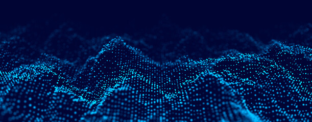 Abstract network of particles and lines. Technology connection. Digital background. 3d rendering