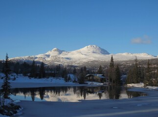 Winter at Gaustatoppen, the highest mountain in Telemark, Norway.